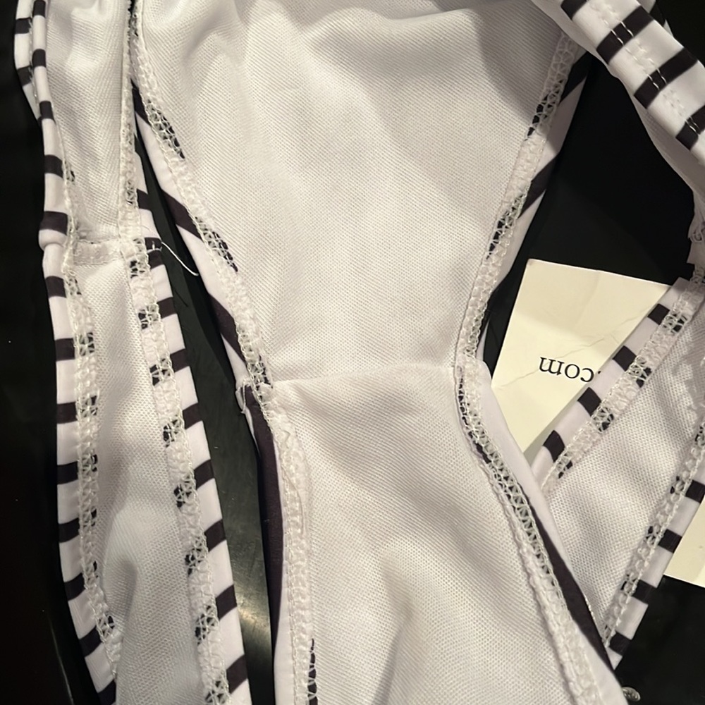 NWT White & Black Striped Bikini Bottom - Picture 5 of 6